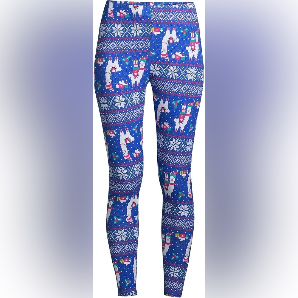 NWT Festive Christmas Holiday Llama No Boundaries Leggings - Picture 2 of 8